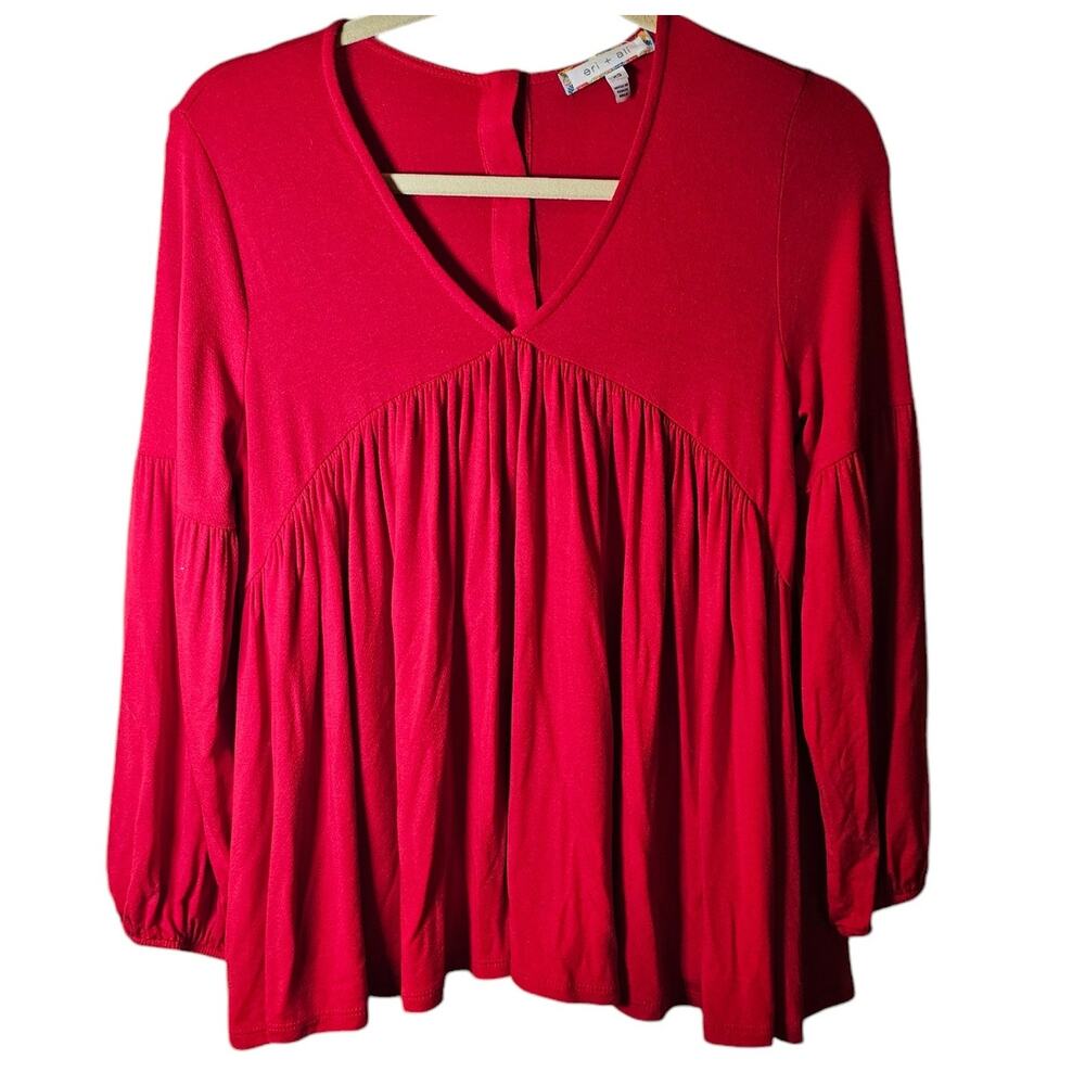 Anthropologie Top Womens XS Babydoll Shirt Red Flowy Boho Chic Tomato Girl New